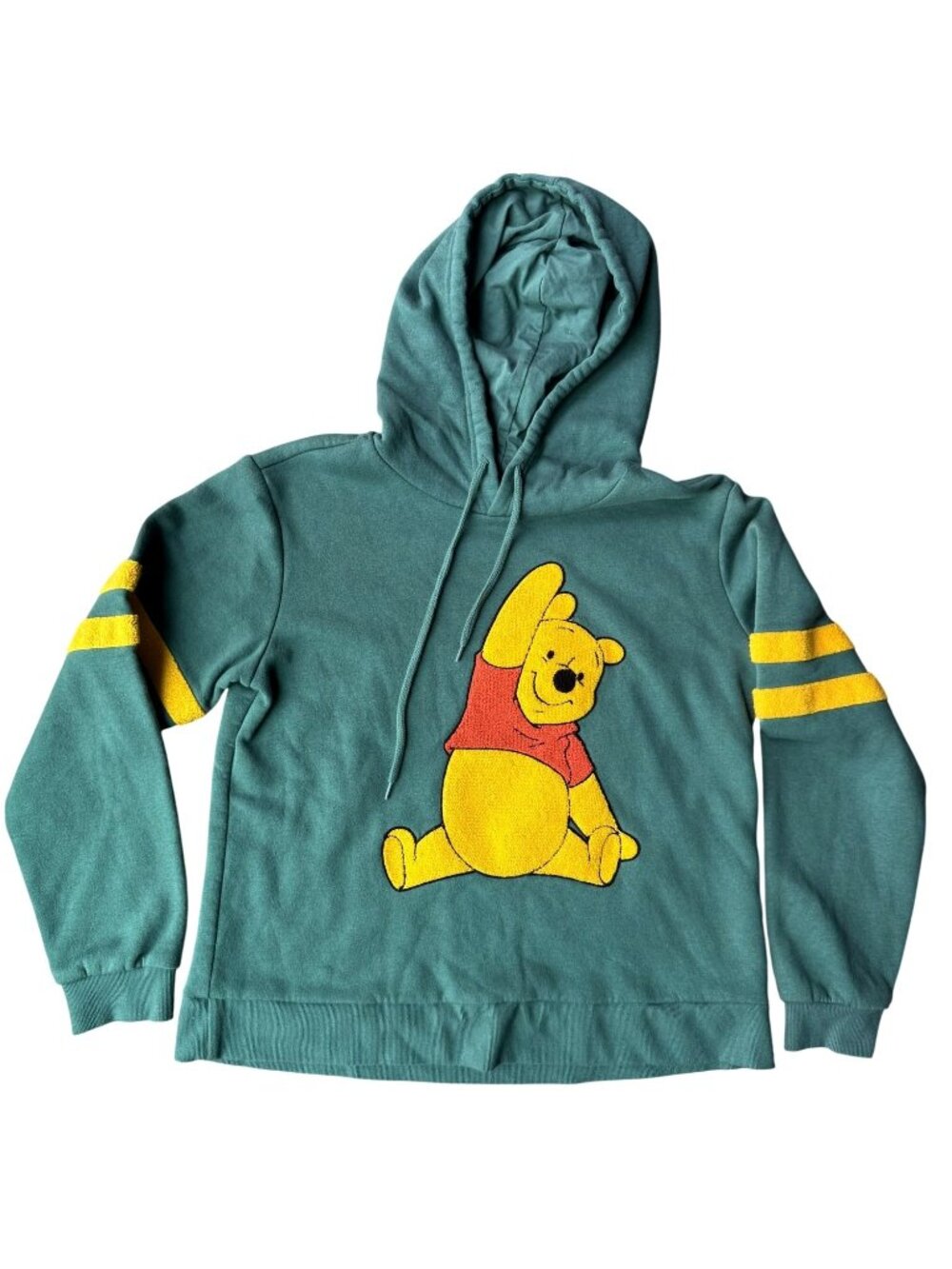 Disney Hoodie Women Winnie The Pooh Medium Embroidered Green Pullover Sweatshirt